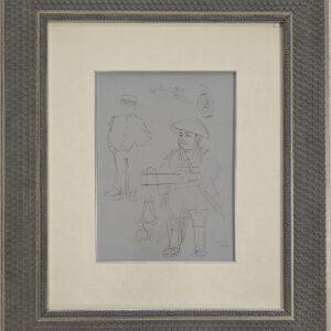 Framed Pochoir on Ingres Paper by Jack Levine "Toy Bird Vendor", 30" x 25.75", PA4962
