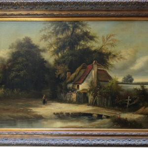 Cottage In The Woods Painting, Signed Oil On Canvas, 24 x 36, PA6517