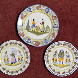 Set of 3 Quimper Henriot Plates, Made In France, PA6632MS