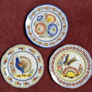 Set of 3 Quimper Henriot Plates, Made In France, 10in, PA6633MS