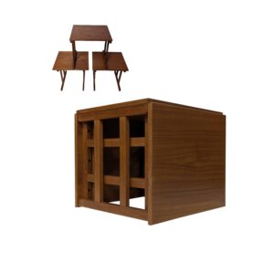 Vintage Mid Century Cube Puzzle Tables, Teak, 17"H, PA6656MD