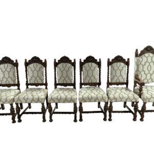 Set of 6 Early 1900's Renaissance Style Dining Chairs, Oak, PA6645CG