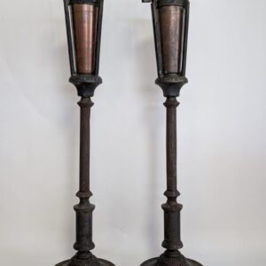 Antique Pair of Bronze, Copper Torchiere Vases, Art Deco, 36.5"H, PA6673CG