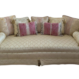 Vintage Upholstered Curved Sofa, 80"W, Yellow, PA6741