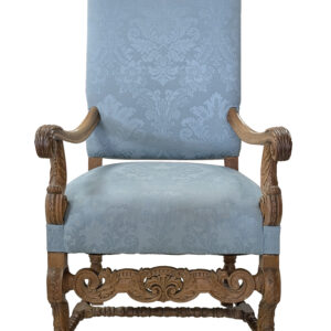 Vintage Louis XIII Style Armchair, Blue, 50"H, PA6785JH