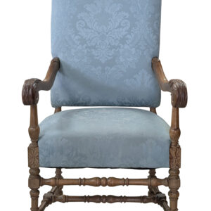 Vintage Louis XIII Style Armchair, Blue, 45.5"H, PA6786JH