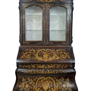 STUNNING Vintage Italian Marquetry Bookcase Secretary, Walnut, 94"H, PA6815AW