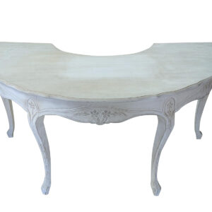 Vintage French Country Serpentine Half Circle Writing Desk, Painted, 61"W, PA6844