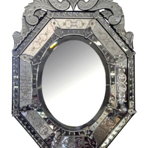 Vintage Venetian Italian Wall Mirror, Etched, 48.5"H, PA6846