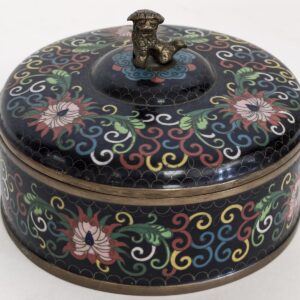 Vintage Cloisonne Lidded Box, Foo Dog, 4x5.25, PA6890MT