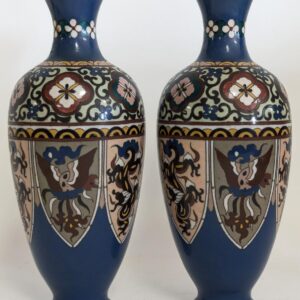 Pair of Antique Japanese Cloisonné Vases, 10"H, PA6892MT