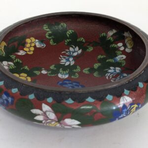 Vintage Chinese Cloisonne Low Bowl, Lotus Flower, 9.75"Diameter, PA6893MT