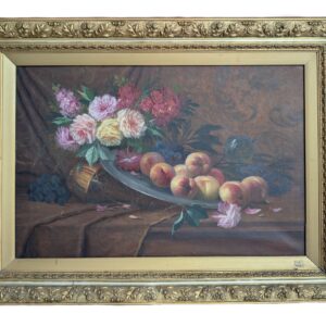 Victor Gallez, Still Life, Fruit and Flowers, Signed, Oil On Canvas, 20x29.75, PA6902CM