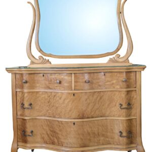 French Provincial Burlwood Serpentine Dresser with Mirror, 72"H, PA6933FC