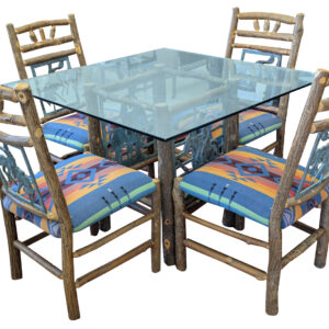 Mortensen Designs, Inc "The Rainbow Collection" Hickory & Glass Dining Table w/4 Chairs, PA6941JE