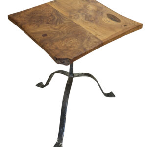 Live Edge Burl Wood Side Table, Iron Base, 24.5"H, PA6956JE