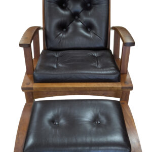 Thos. Moser “Lolling” Lounge Chair and Ottoman, Hard Wood, Leather, PA6957JE