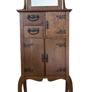 Antique Arts & Crafts Oak Shaving Stand,Mirror, 65"H, PA6962JE