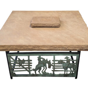 John B. Mortensen Western Sculptural Stone-Top Table, Bronze Panel, 19"H, PA6963JE