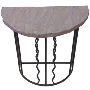 Rustic Stone-Top Demilune Console Table, 23.5"H, PA6964JE