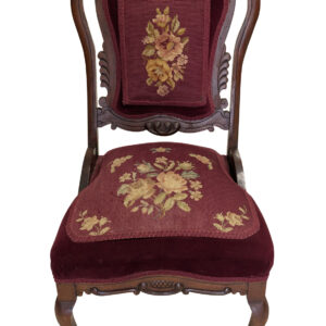 Antique Victorian Rococo Revival Walnut Side Chair, Needlepoint, 37"H, PA6971