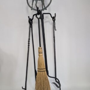 John B. Mortensen Moose Motif Iron Fireplace Tool Set, Patinated Crest, 41.25"H, PA6972JE