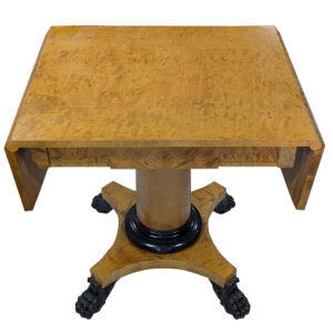 Antique Regency Revival Burl Wood Drop-Leaf Pedestal Table, 29"H, PA6980TF