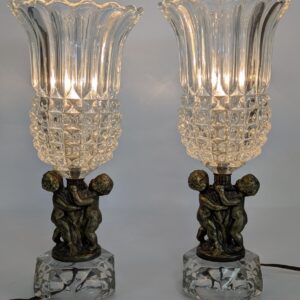 Vintage Pair of Florentine Style Cherub Table Lamp, 14.75"H, PA7014BDT