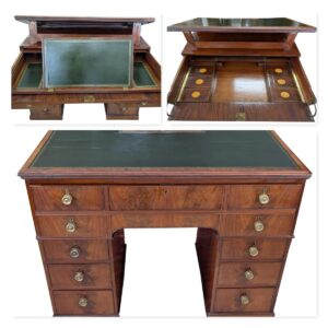RARE George III Mahogany Architect's Bureau Desk, Leather Inlay, Circa 1800, 49"W, PA7020RE