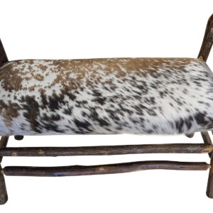 Rustic Lodge Genuine Cowhide Upholstered Twig Bench, 39.5"W, PA7004JE