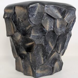 Modern Sculptural Faux Obsidian Resin Garden Seat / Accent Table, 18.5"H, PA7042TF